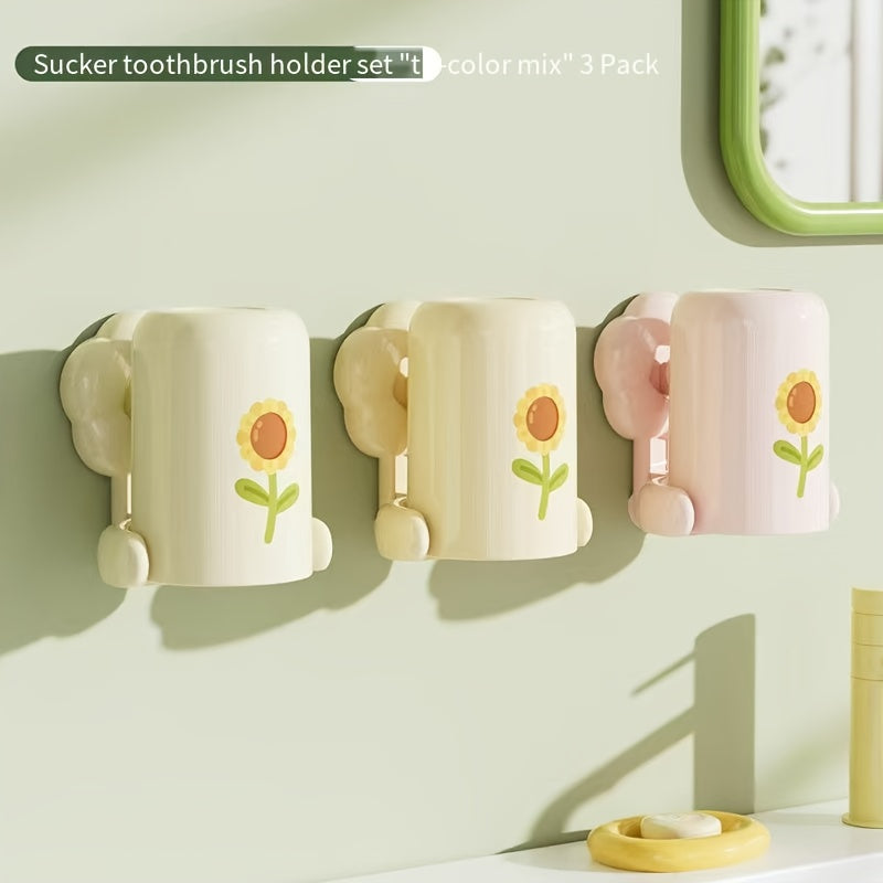 Suction Cup Toothbrush Holder Set | High-quality Plastic, Safe and Durable. Suction Cup Design Ensures Secure Installation