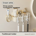 UFORU Cutie Bear Toothbrush Holder - Punch-Free Bathroom Organizer with Automatic Toothpaste Dispenser & Mouthwash Cup Rack