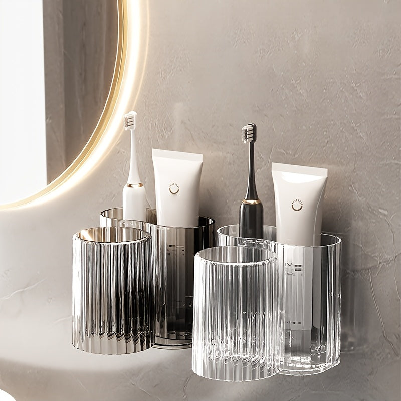 Wall-Mounted Toothbrush Holder Toothbrush Holder With Cup, No Drilling Required