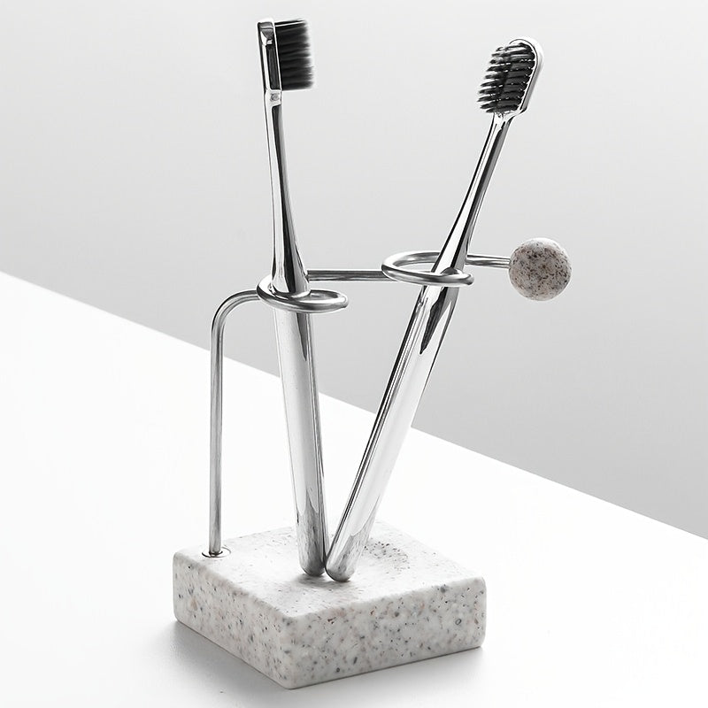 Light Luxury Stainless Steel Toothbrush Holder, Couple's Toothbrush Organizer for Bathroom