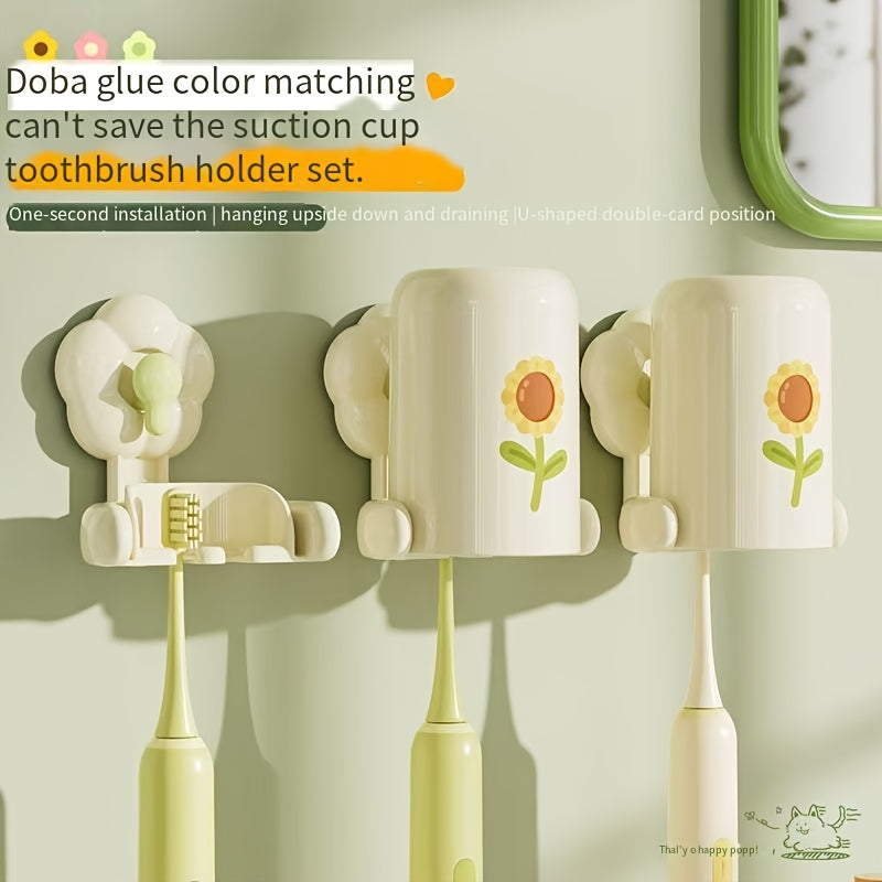 Suction Cup Toothbrush Holder Set | High-quality Plastic, Safe and Durable. Suction Cup Design Ensures Secure Installation