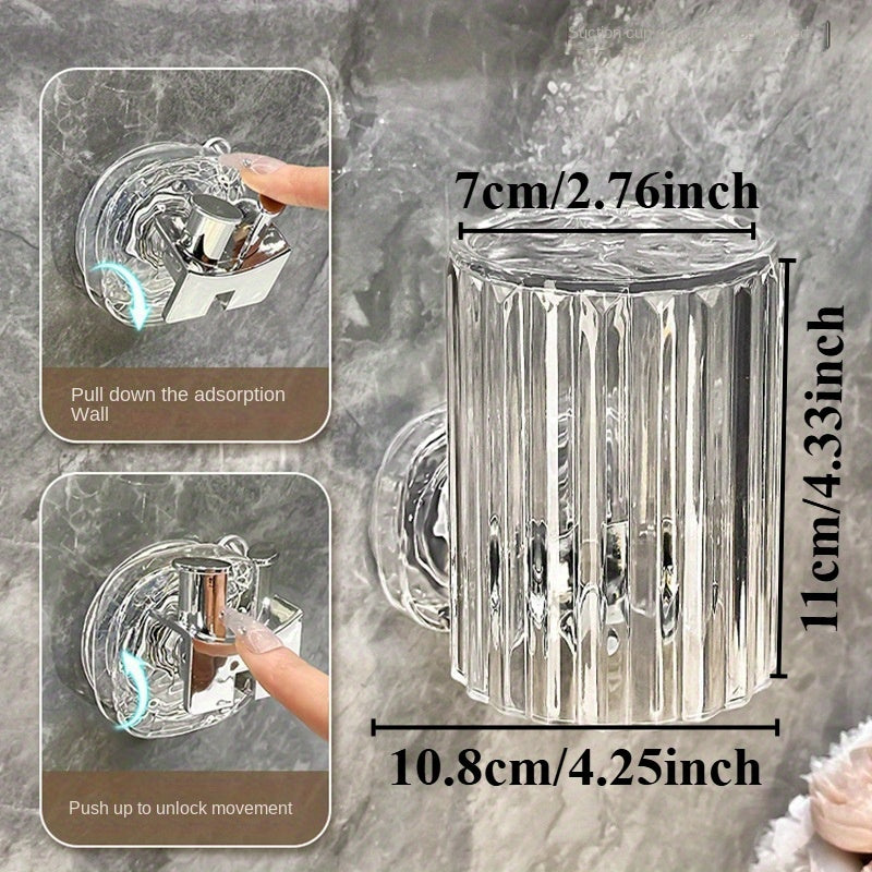 2pcs Lightweight Suction Toothbrush Holder Wall-mounted Cup Holder Storage Rack No Need to Punch Mouthwash Cup Set Electric Toothbrush Storage Rack