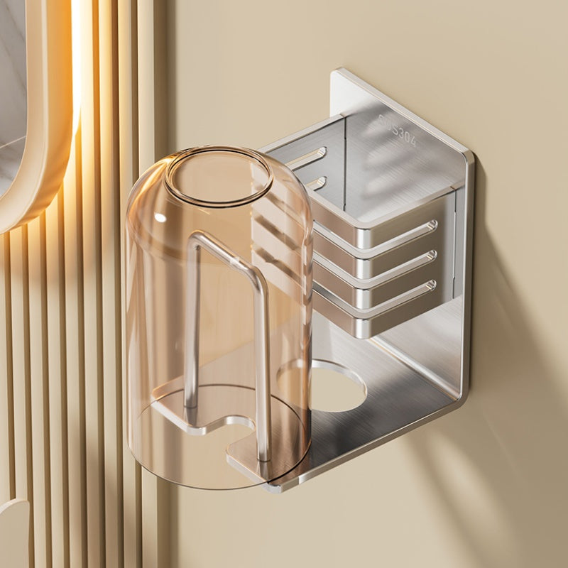 304 Stainless Steel Toothbrush Holder Designed for Wall Mounting in The Bathroom, a No-Drill Storage Solution for Toothpaste And Toothbrushes That Saves Space And Keeps Things Tidy