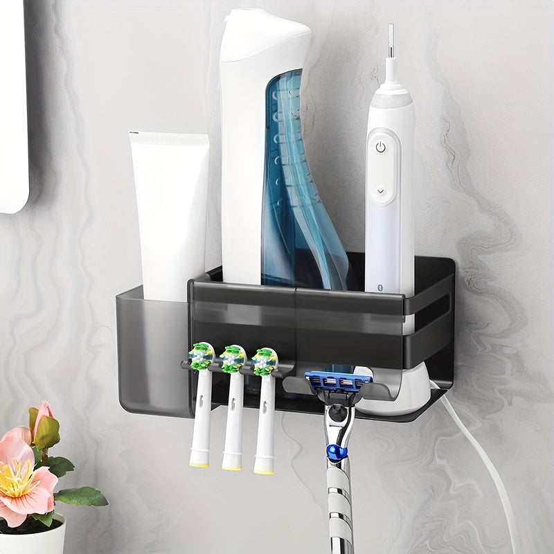 Electric Toothbrush Holder with Three Bathroom Additions, a Stainless Steel Wall-Mounted Holder That Is Self-Adhesive, a Silver Replacement Option That Requires No Drilling for Bathroom Storage