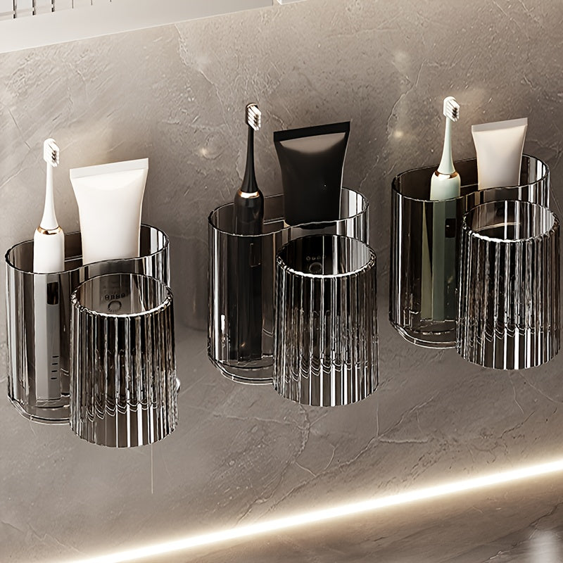 Wall-Mounted Toothbrush Holder Toothbrush Holder With Cup, No Drilling Required