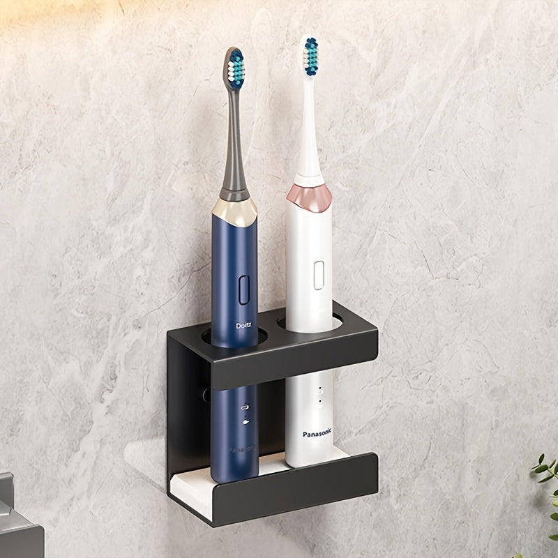 A Bathroom Organizer with Six Slots for Electric Toothbrushes And Toothpaste, Designed to Be Mounted on The Wall Without The Need for Drilling