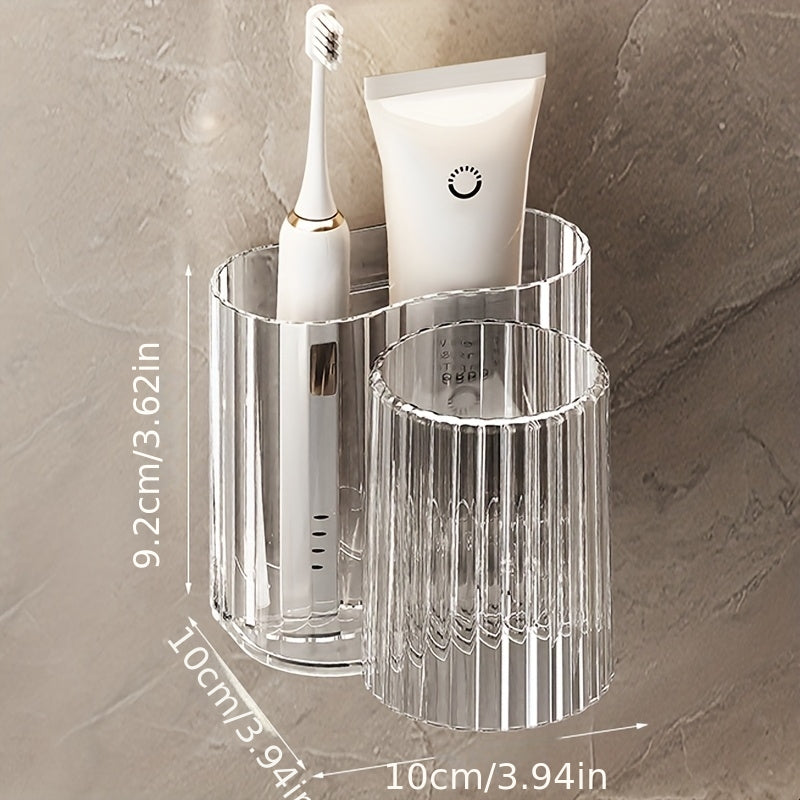 Wall-Mounted Toothbrush Holder Toothbrush Holder With Cup, No Drilling Required