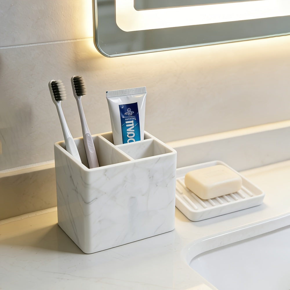 Silicone Toiletry Storage Box, Minimalist Multifunctional Integrated Toothbrush Holder, Bathroom Countertop Storage Tray, No-Drill Wall-Mounted for Home Travel Convenience