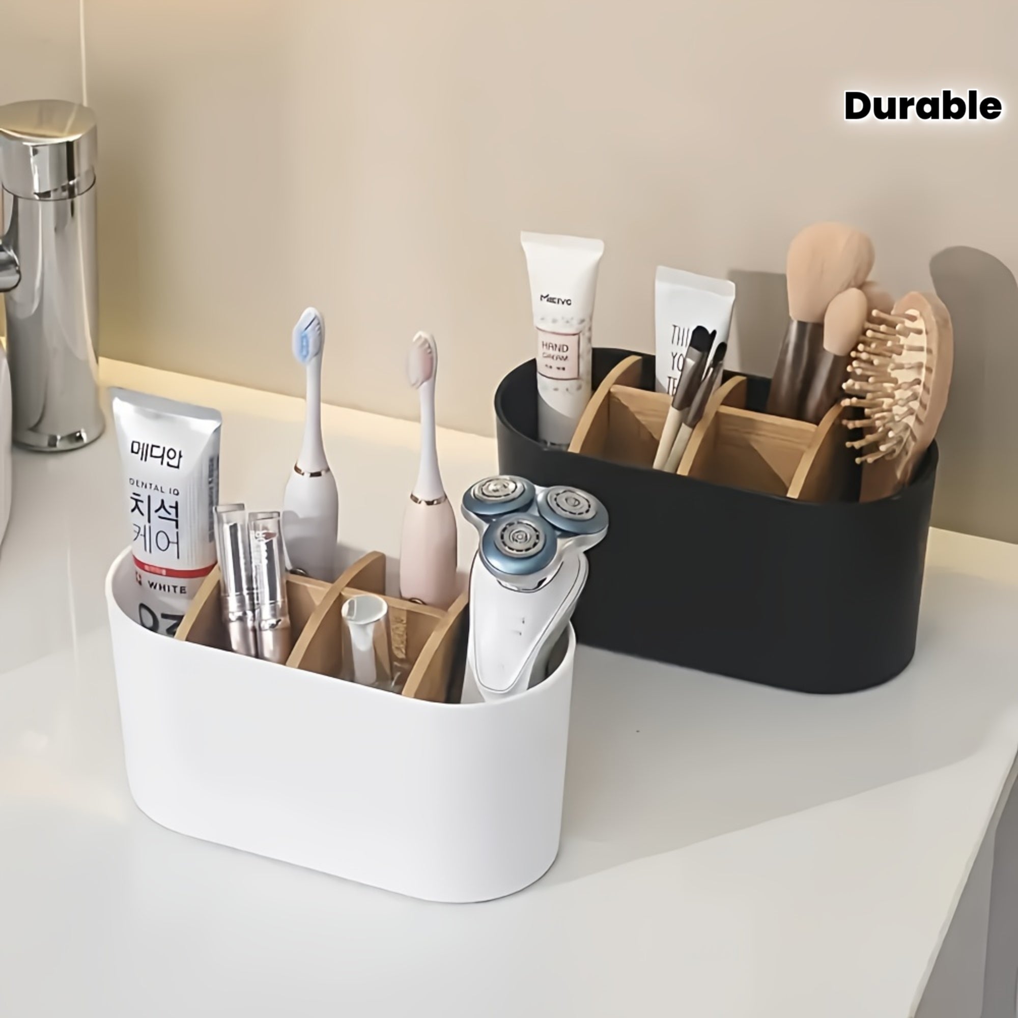 Storage Box for Bathroom Durable Toothbrush Holder | Divided Freestanding Bathroom Storage Box for Electric Toothbrushes