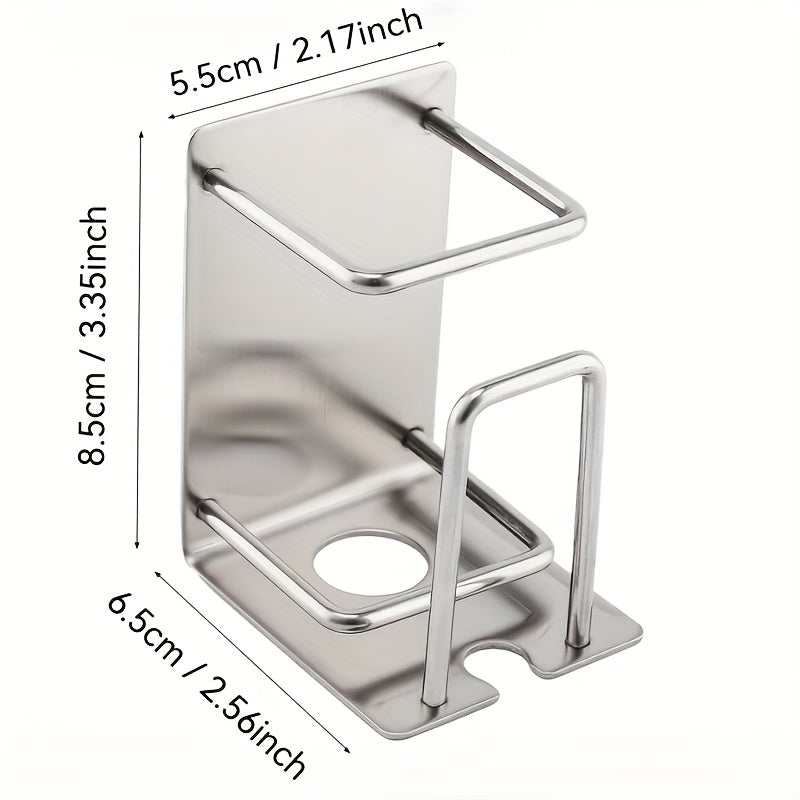 2pcs Stainless Steel Toothbrush Holder, Wall Mounted Cup Rack for Bathroom and Toothpaste, No Drilling Required, Durable and Easy to Clean, Bathroom Organizers And Storage