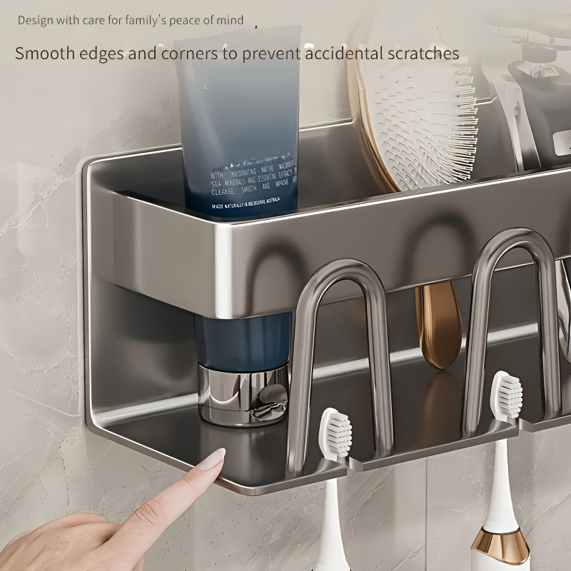 Wall-mounted Toothbrush Holder, Wall-mounted Toothbrush Storage Rack, Multifunctional Bathroom Organizer, Multi-purpose Bathroom Container for Toothpaste, Toothbrushes, Razors, Etc., Bathroom Accessory, Space-saving, for Storing Toothbrushes
