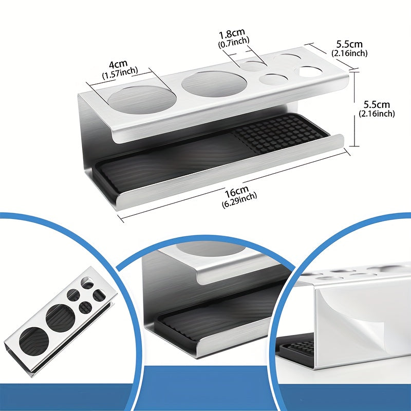 A Bathroom Organizer with Six Slots for Electric Toothbrushes And Toothpaste, Designed to Be Mounted on The Wall Without The Need for Drilling