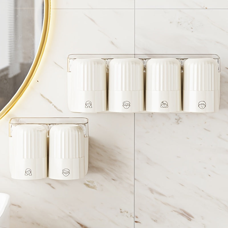1pc of Elegant Cream White Toothbrush Holder for Two Or Four Cups, a Wall-Mounted Toothpaste Holder