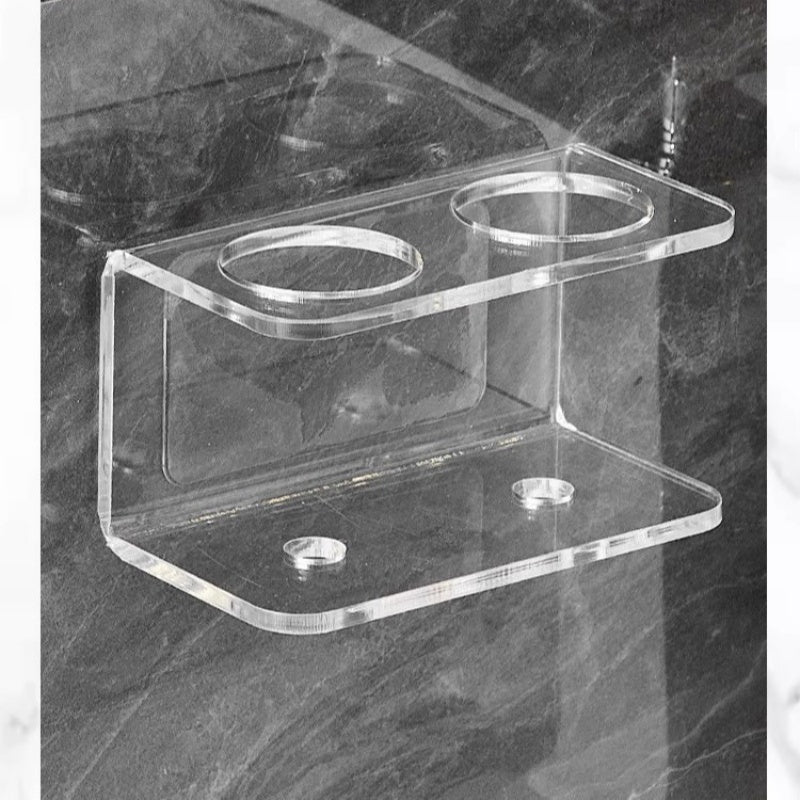 No Drill Adhesive\u002FWall-Mounted Acrylic Electric Toothbrush & Dental Holder - Transparent Bathroom Organizer with Toothpaste Storage Compatible for Electric Toothbrushes, Dental Tools - Space-Saving Modern Plastic Shelf, Easy Installation