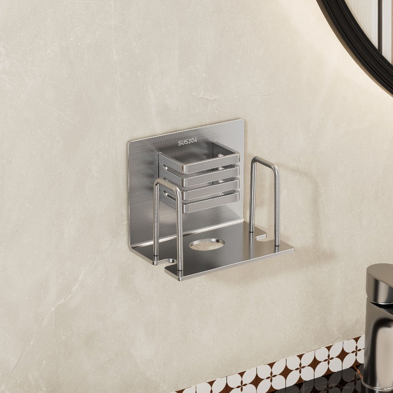 Stainless Steel Bathroom Toothbrush Holder, Stylish Toothbrush and Toothpaste Organizer, No-Drill Mounted Cup Holder for Couples, Student Dormitory Toothbrush Cup Stand, Space-Saving and Tidy Storage Solution