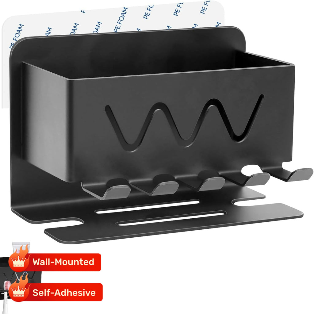 ZHIYUQL® Toothbrush Holder Wall-Mounted Stainless Steel Toothbrush Holder Without Drilling, Self-Adhesive Toothbrush Head Holder for Bathroom Storage ()