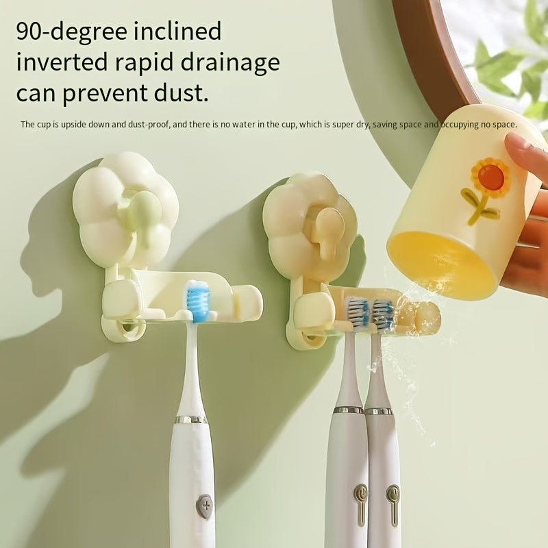 Suction Cup Toothbrush Holder Set | High-quality Plastic, Safe and Durable. Suction Cup Design Ensures Secure Installation
