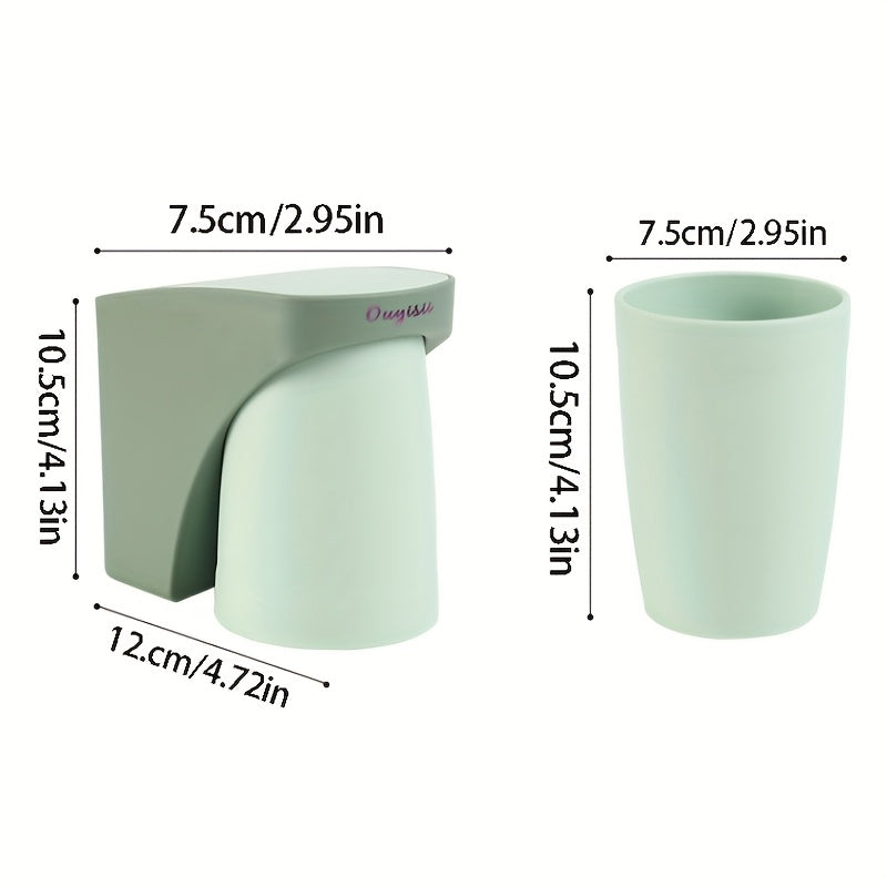 1pc Nordic Style Magnetic Wall-Mounted Toothbrush Holder, No-Drill Plastic Bathroom Organizer with Waterproof Cup Sleeve for Couples