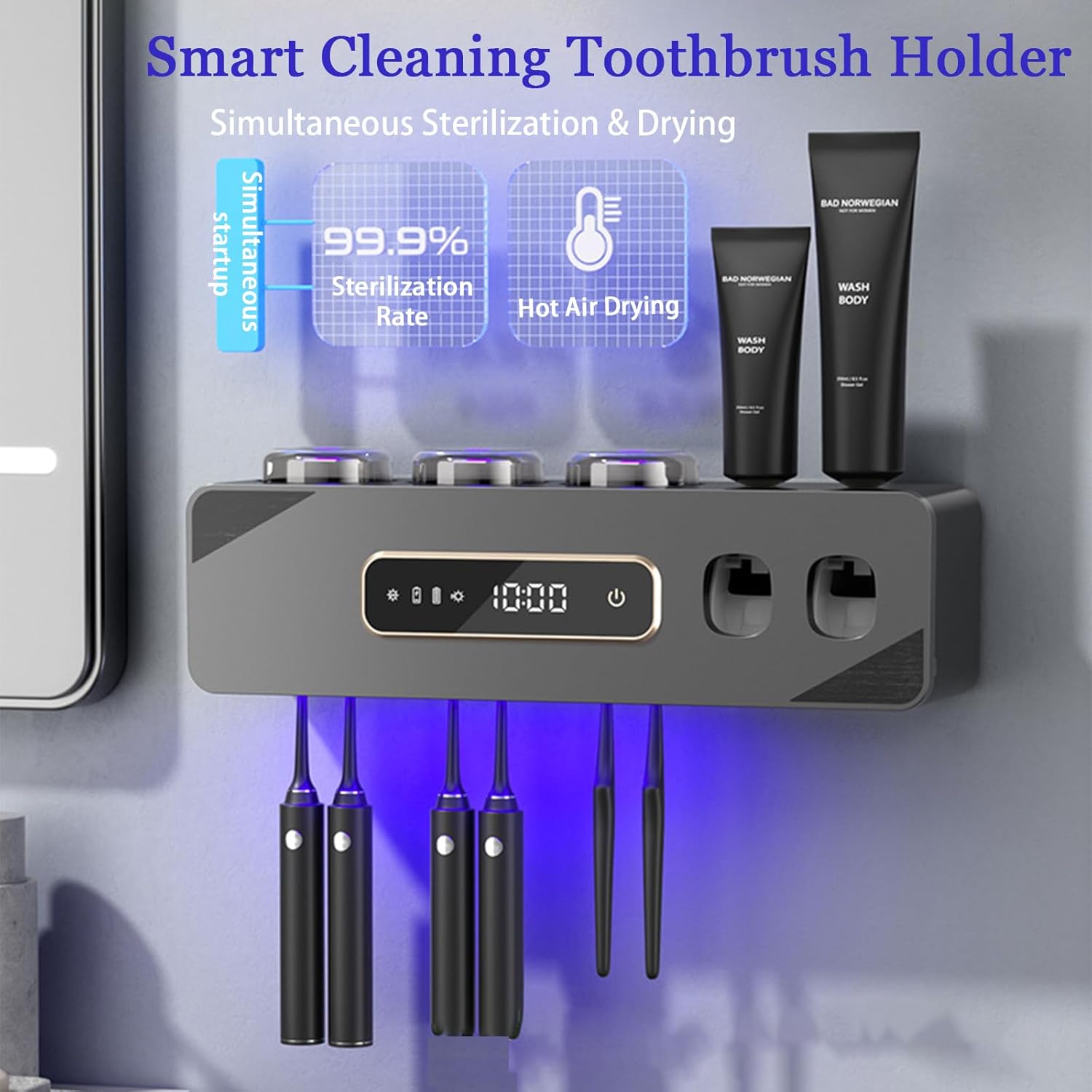 Electric Toothpaste Dispenser And Rechargeable Toothbrush Holders for Bathrooms