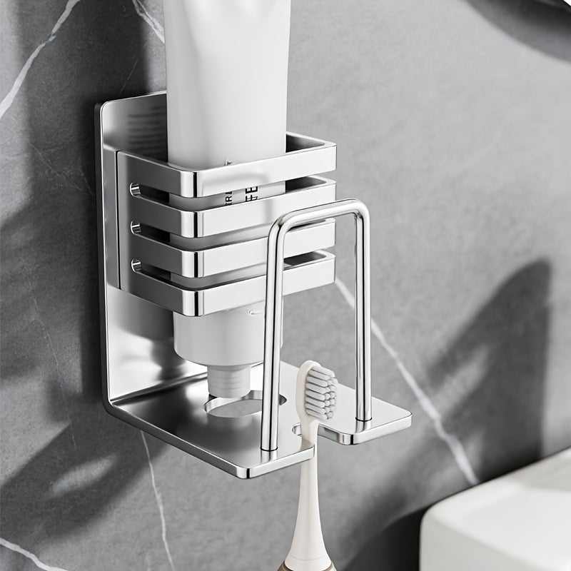 304 Stainless Steel Toothbrush Holder Designed for Wall Mounting in The Bathroom, a No-Drill Storage Solution for Toothpaste And Toothbrushes That Saves Space And Keeps Things Tidy