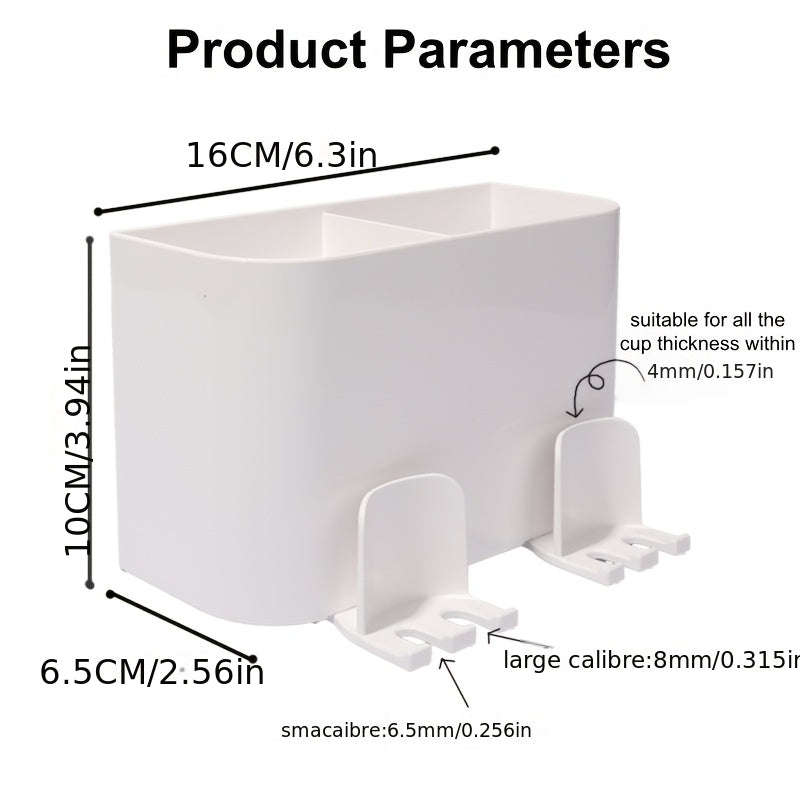 Durable Plastic Material, Space-Saving Wall-Mounted Holder - a Multi-Cup Toothbrush And Mouthwash Storage Rack with Ample Capacity