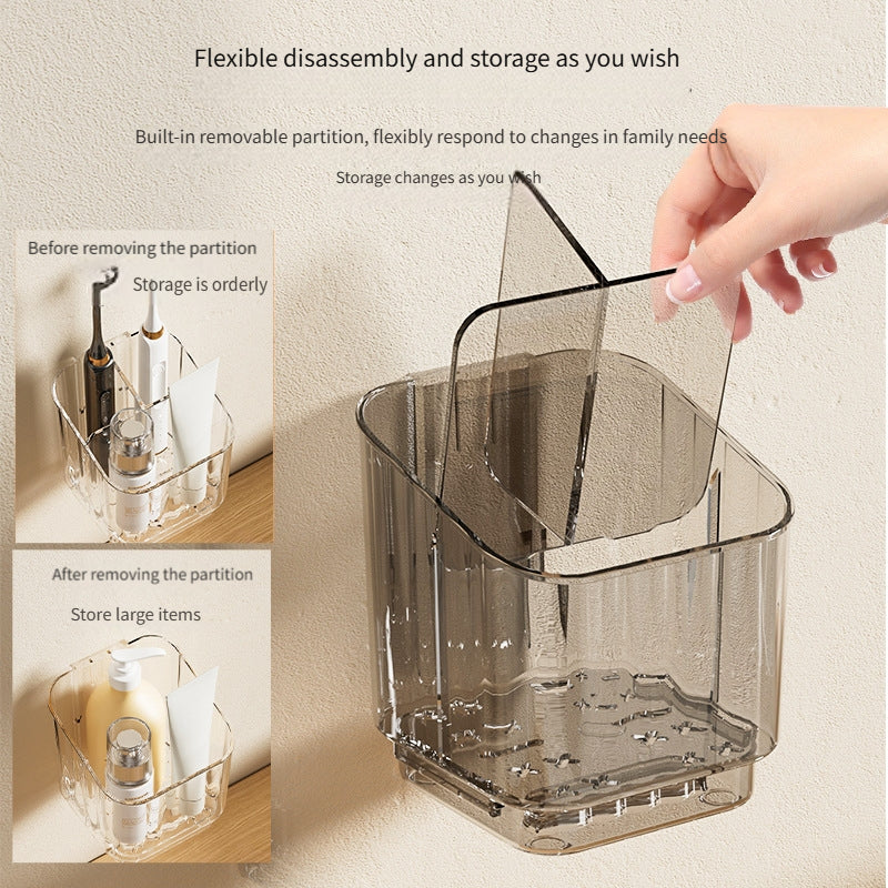 2pcs Bathroom Organizer, Bathroom Toothbrush Holder with 3 Slots, Detachable Electric Toothbrush Holder Wall-Mounted with Dividers