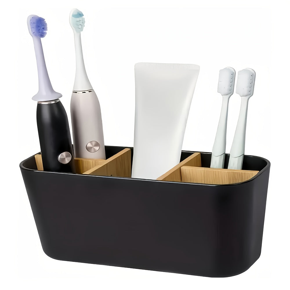 Storage Box for Bathroom Durable Toothbrush Holder | Divided Freestanding Bathroom Storage Box for Electric Toothbrushes
