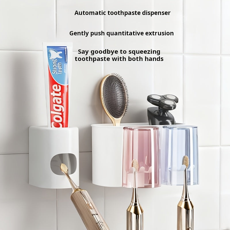 3pcs\u002F4pcs\u002F5pcs\u002F6pcs No-Drill Easy-Install Suction Cup Toothbrush Holder with Toothpaste Stand, Bathroom Toothbrush Storage Rack, No-Mark Toothbrush Holder, Detachable Wall-Mounted Bathroom Organizer for a Clean and Tidy Bathroom