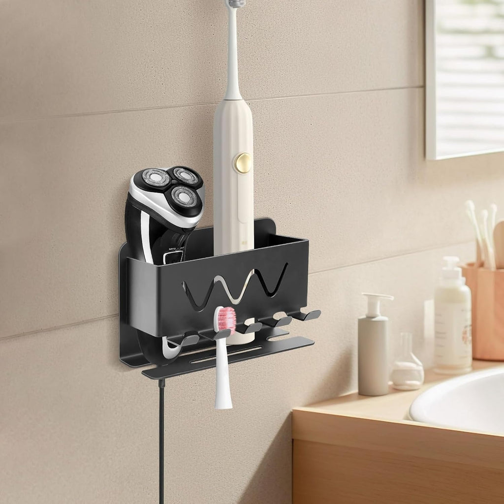 ZHIYUQL® Toothbrush Holder Wall-Mounted Stainless Steel Toothbrush Holder Without Drilling, Self-Adhesive Toothbrush Head Holder for Bathroom Storage ()