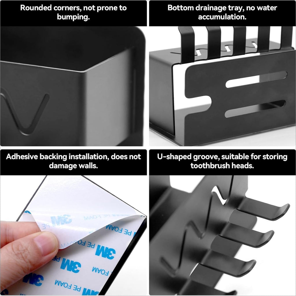 ZHIYUQL® Toothbrush Holder Wall-Mounted Stainless Steel Toothbrush Holder Without Drilling, Self-Adhesive Toothbrush Head Holder for Bathroom Storage ()