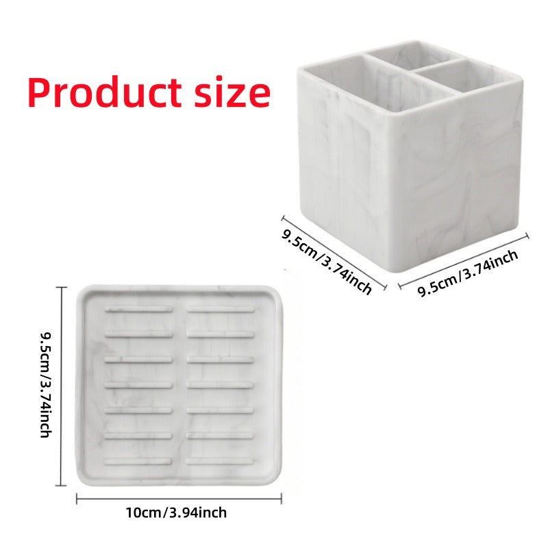 Silicone Toiletry Storage Box, Minimalist Multifunctional Integrated Toothbrush Holder, Bathroom Countertop Storage Tray, No-Drill Wall-Mounted for Home Travel Convenience