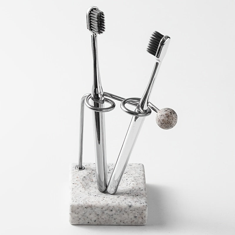 Light Luxury Stainless Steel Toothbrush Holder, Couple's Toothbrush Organizer for Bathroom
