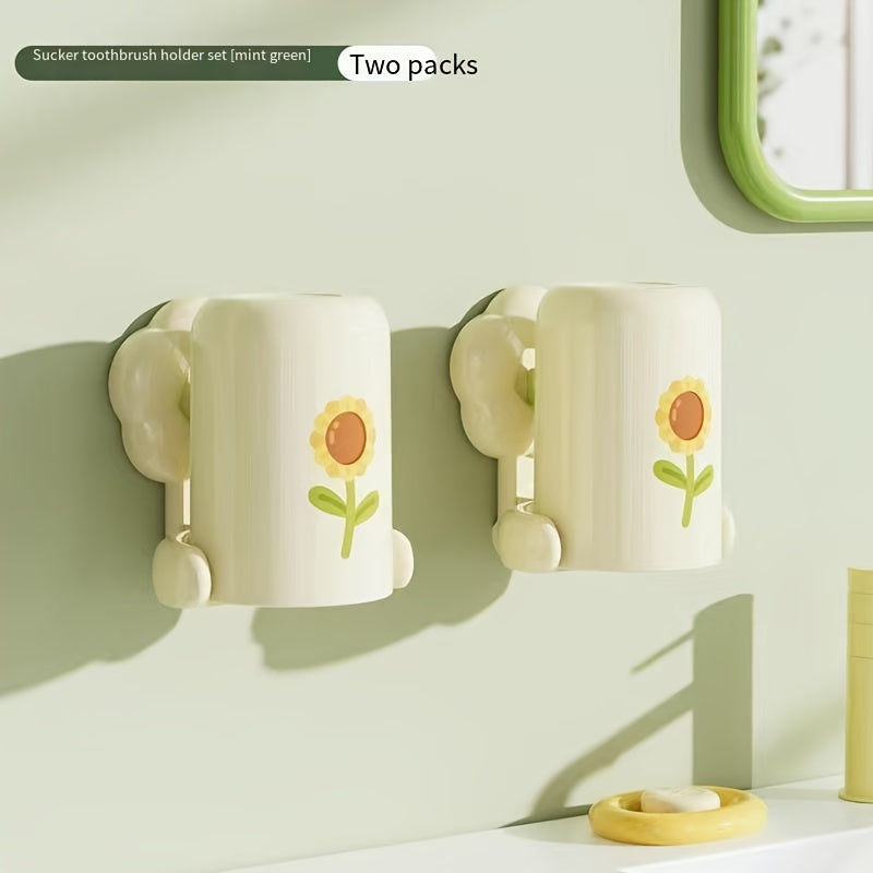 Suction Cup Toothbrush Holder Set | High-quality Plastic, Safe and Durable. Suction Cup Design Ensures Secure Installation
