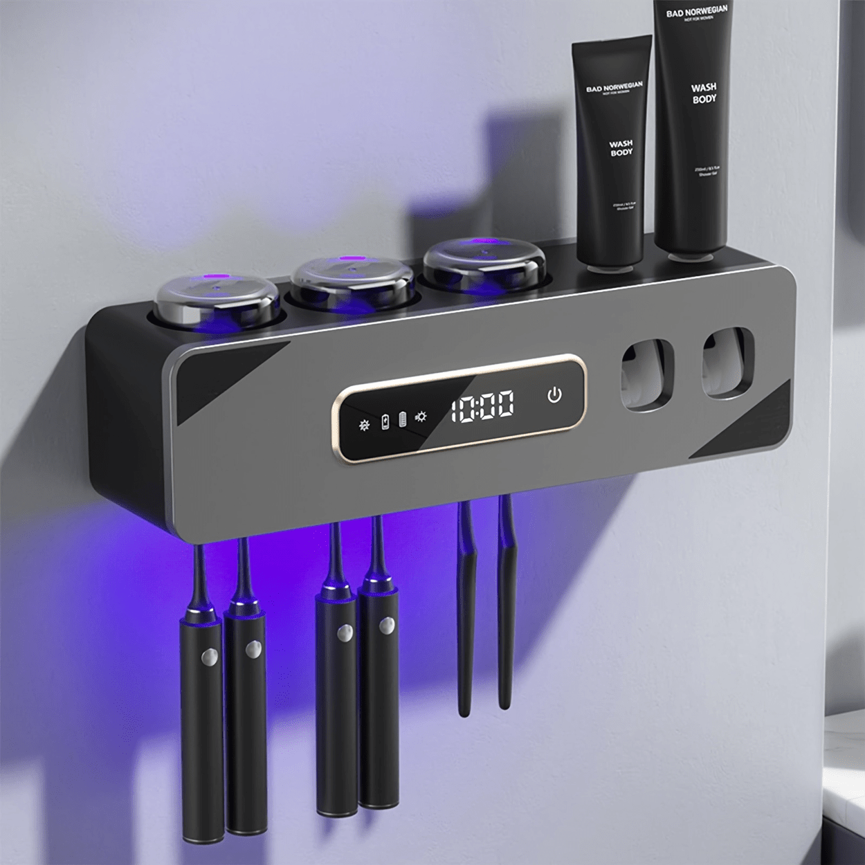 Electric Toothpaste Dispenser And Rechargeable Toothbrush Holders for Bathrooms