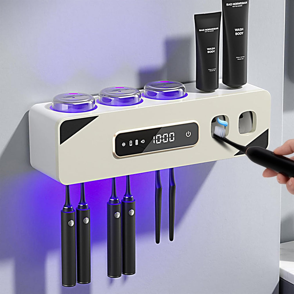 Electric Toothpaste Dispenser And Rechargeable Toothbrush Holders for Bathrooms