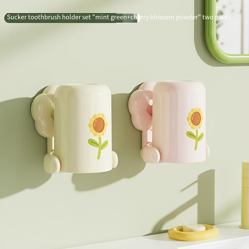 Suction Cup Toothbrush Holder Set | High-quality Plastic, Safe and Durable. Suction Cup Design Ensures Secure Installation