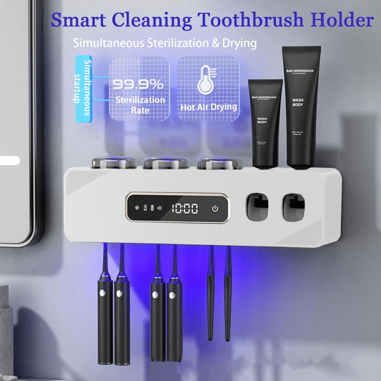 Electric Toothpaste Dispenser And Rechargeable Toothbrush Holders for Bathrooms