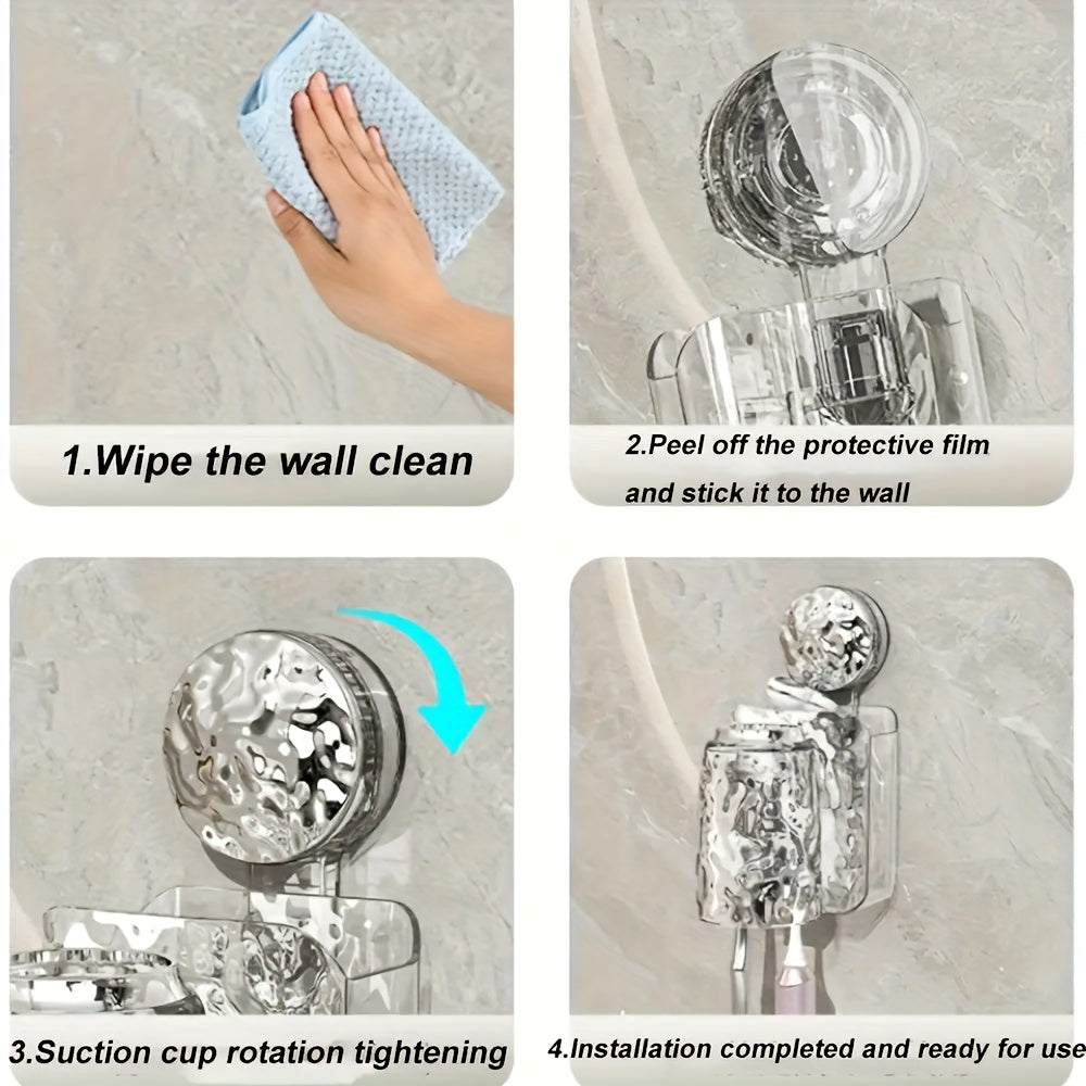 2026 New Wall-mounted Suction Cup Toothbrush Holder with Mouthwash Cup, Durable Plastic, Toothbrush Holder, Toothbrush Holderwall Mounted, Space Saving, Easy to Clean, No Need to Drill Holes in the Bathroom Sink, Bathroom Storage Rack, Christmas!