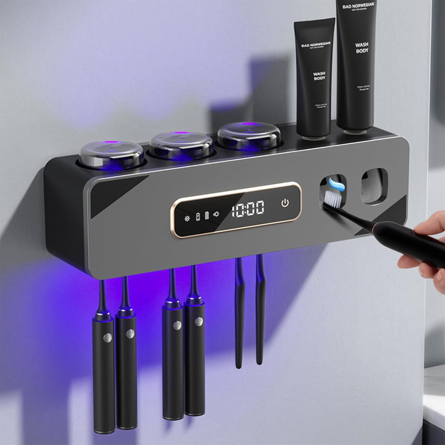 Electric Toothpaste Dispenser And Rechargeable Toothbrush Holders for Bathrooms