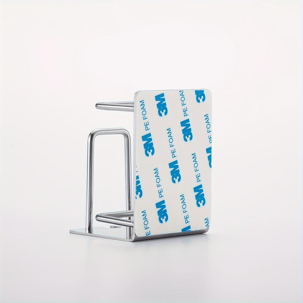 2pcs Stainless Steel Toothbrush Holder, Wall Mounted Cup Rack for Bathroom and Toothpaste, No Drilling Required, Durable and Easy to Clean, Bathroom Organizers And Storage