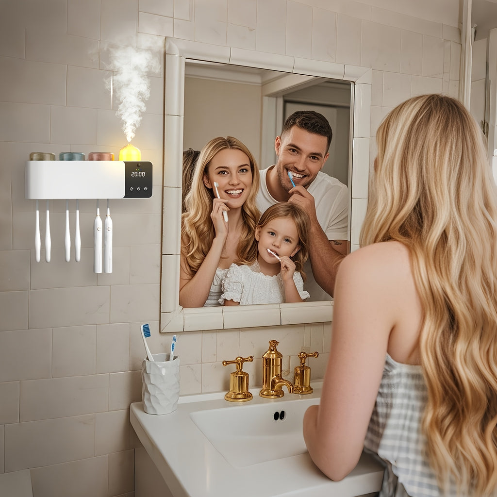 Toothbrush Holders with UV Toothbrush, Aromatherapy Diffuser & LRNight Light -4-Hour Smart Cruise Disinfection