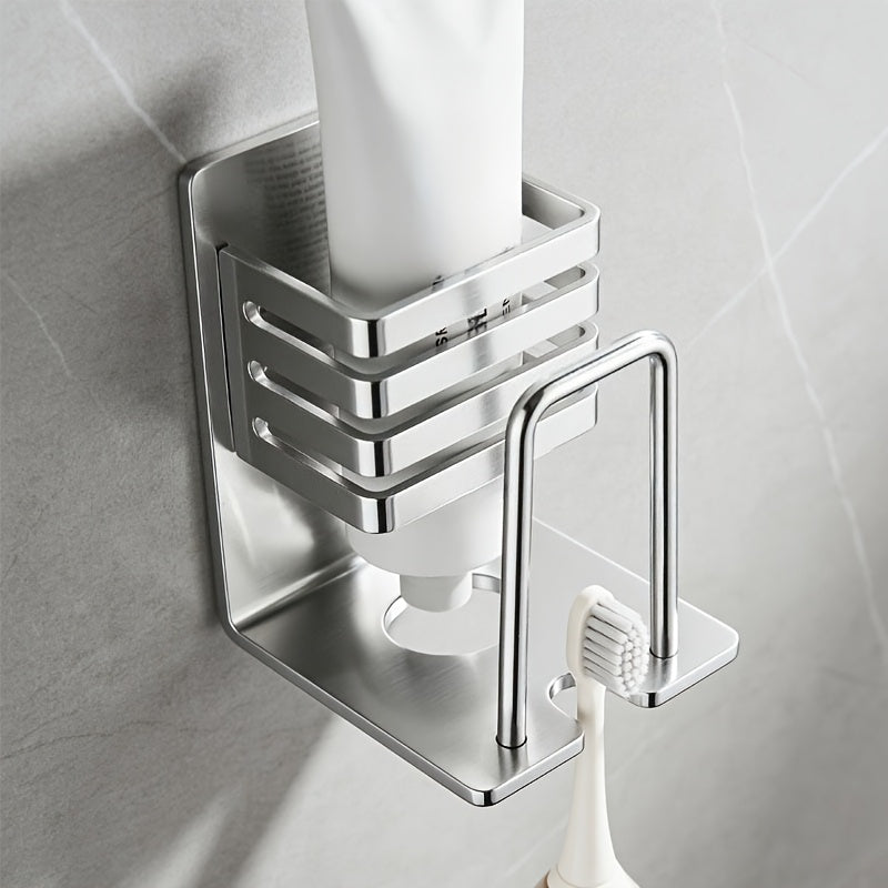 304 Stainless Steel Toothbrush Holder Designed for Wall Mounting in The Bathroom, a No-Drill Storage Solution for Toothpaste And Toothbrushes That Saves Space And Keeps Things Tidy