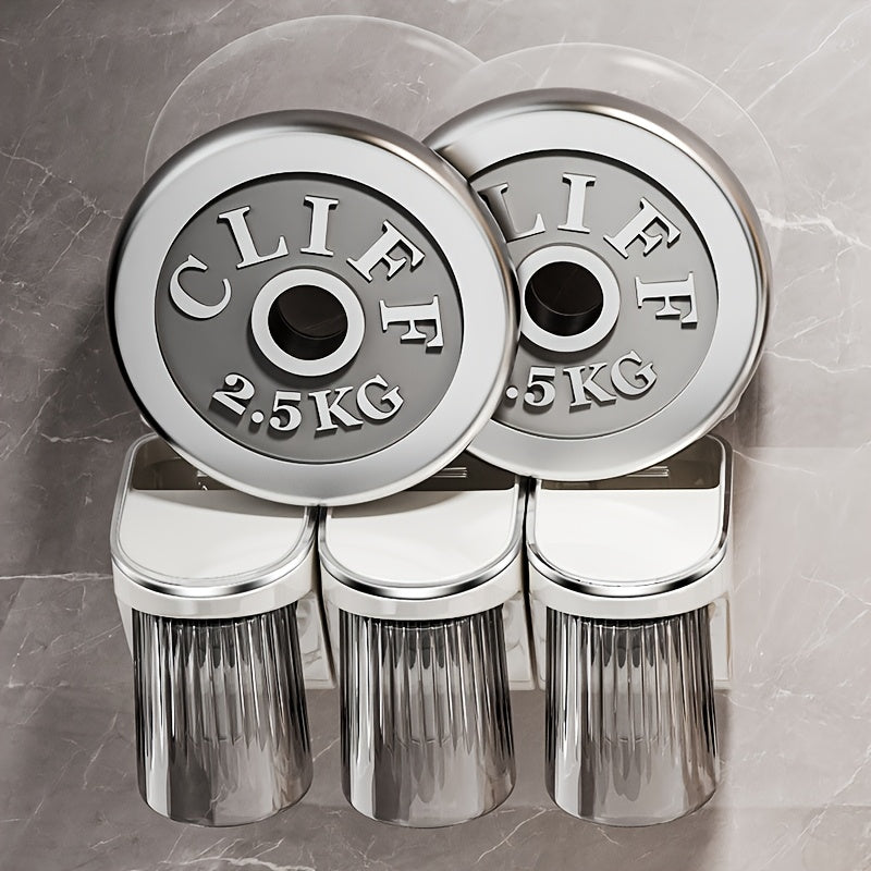 Magnetic Wall-Mounted Toothbrush and Toothpaste Holder with Rinse Cup - No Drilling Required, Ideal for Bathroom Organization, Plastic Construction