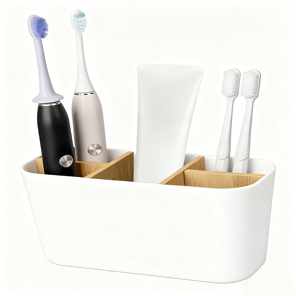 Storage Box for Bathroom Durable Toothbrush Holder | Divided Freestanding Bathroom Storage Box for Electric Toothbrushes