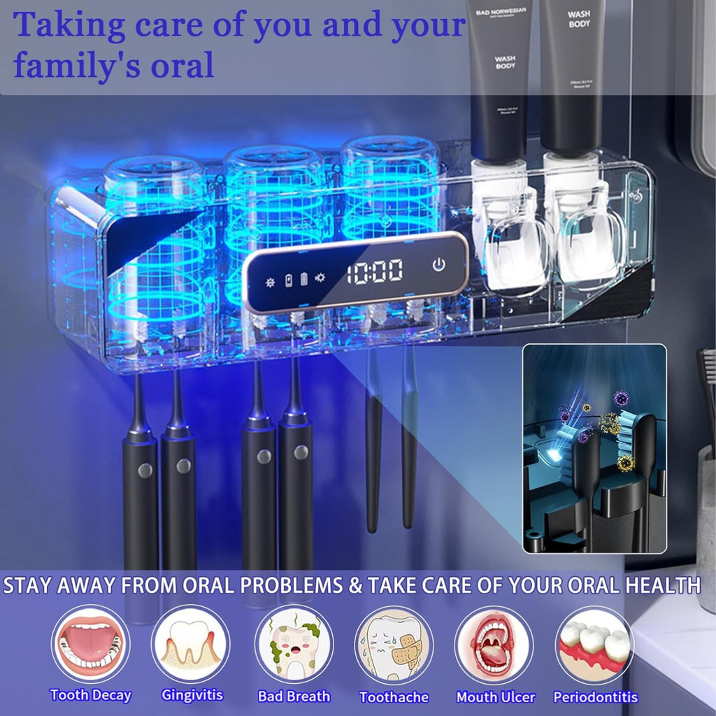Electric Toothpaste Dispenser And Rechargeable Toothbrush Holders for Bathrooms