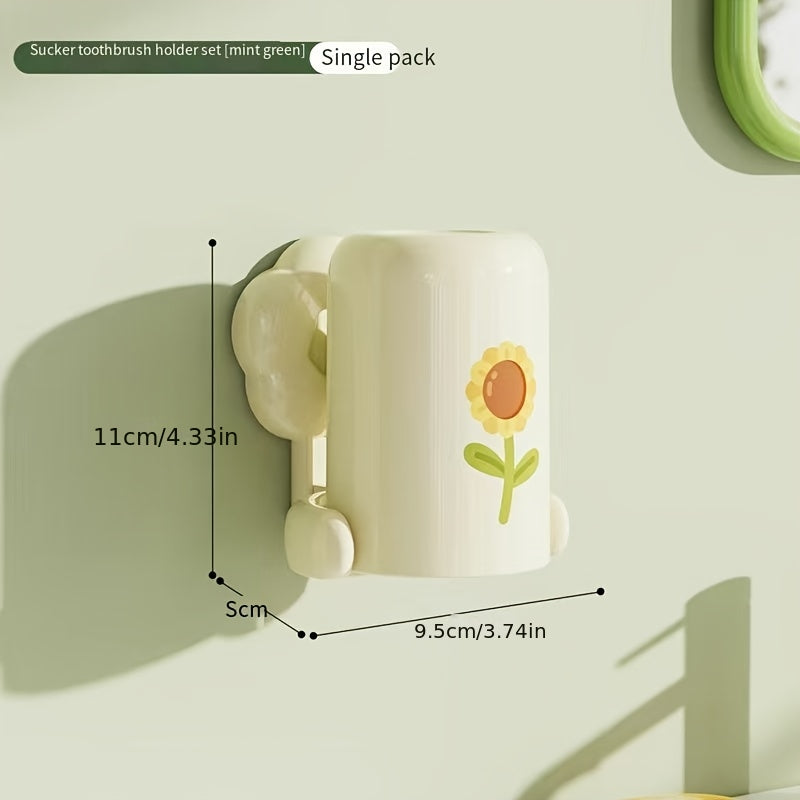 Suction Cup Toothbrush Holder Set | High-quality Plastic, Safe and Durable. Suction Cup Design Ensures Secure Installation