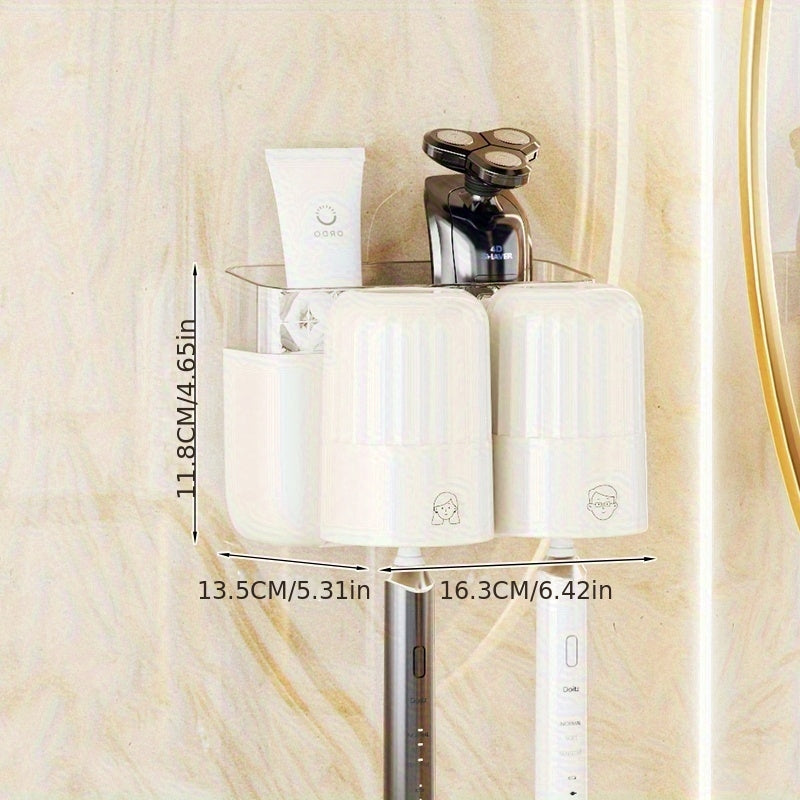 1pc of Elegant Cream White Toothbrush Holder for Two Or Four Cups, a Wall-Mounted Toothpaste Holder