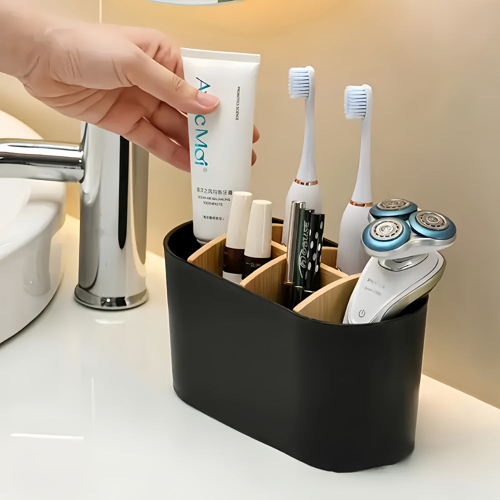 Storage Box for Bathroom Durable Toothbrush Holder | Divided Freestanding Bathroom Storage Box for Electric Toothbrushes