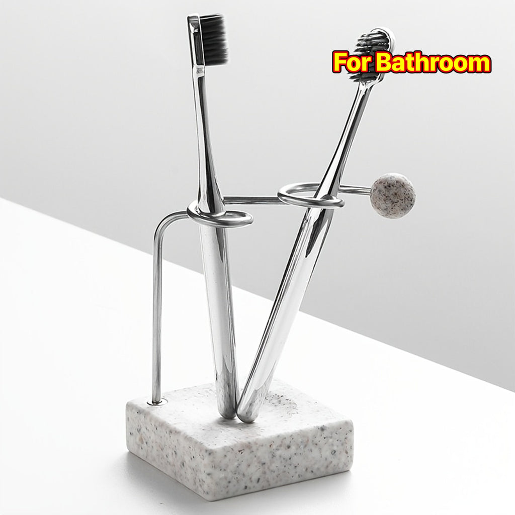 Light Luxury Stainless Steel Toothbrush Holder, Couple's Toothbrush Organizer for Bathroom