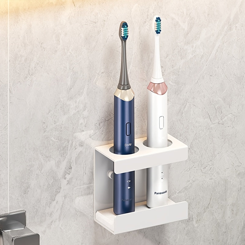 A Bathroom Organizer with Six Slots for Electric Toothbrushes And Toothpaste, Designed to Be Mounted on The Wall Without The Need for Drilling